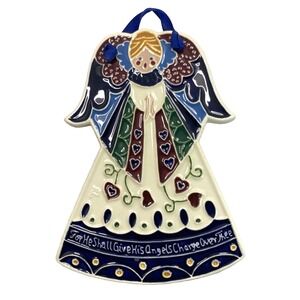 Vtg J Duban Design Angel Wall Hanging Ornament Ceramic Tile Texas